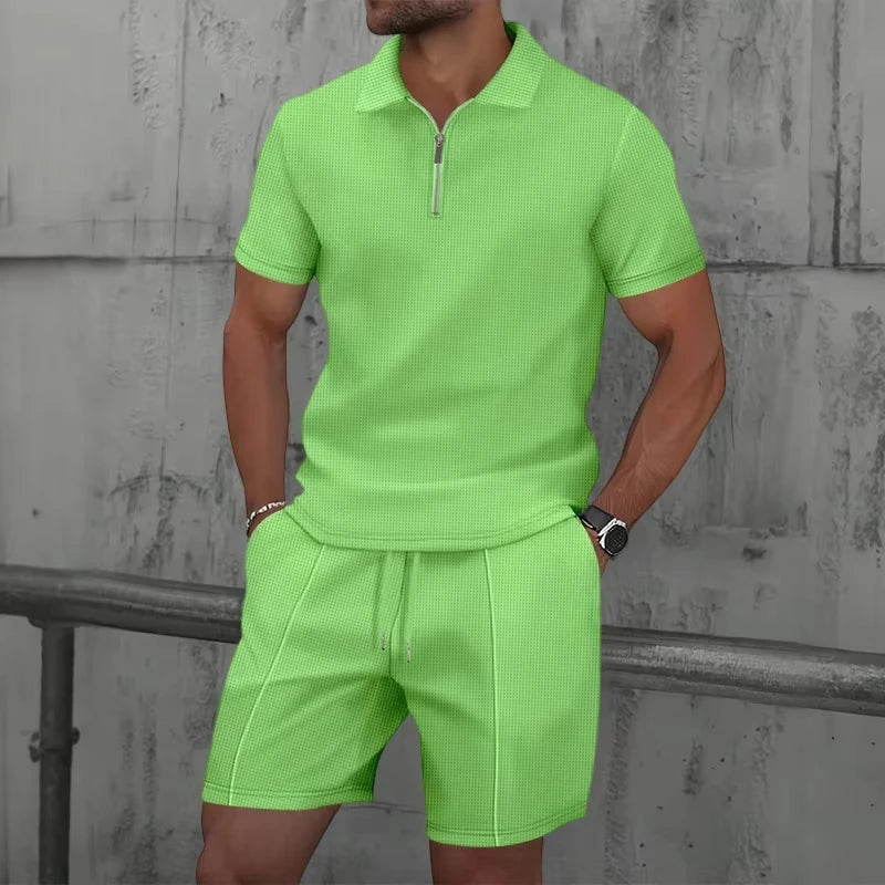 Men’s Summer Zip Polo Set – Lightweight & Tailored Comfort