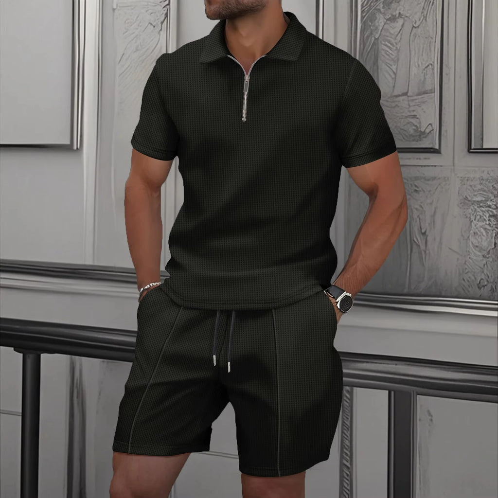 Men’s Summer Zip Polo Set – Lightweight & Tailored Comfort