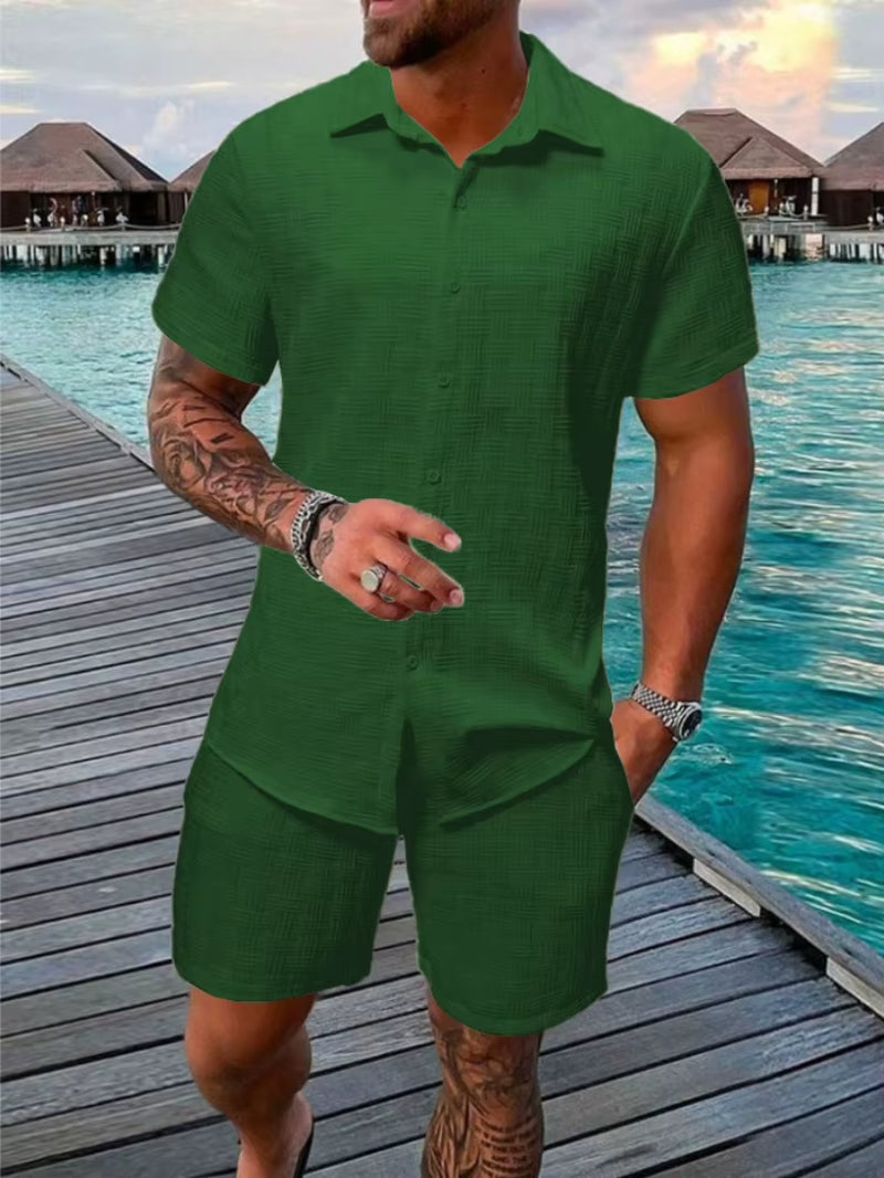 Men's Summer Jacquard Set – Breezy & Refined Two-Piece