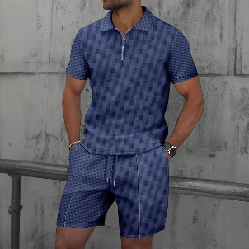 Men’s Summer Zip Polo Set – Lightweight & Tailored Comfort