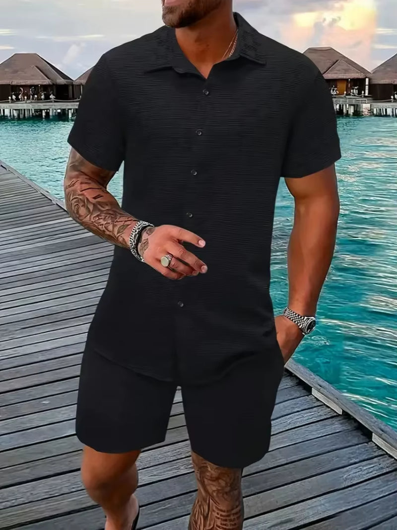 Men's Summer Jacquard Set – Breezy & Refined Two-Piece