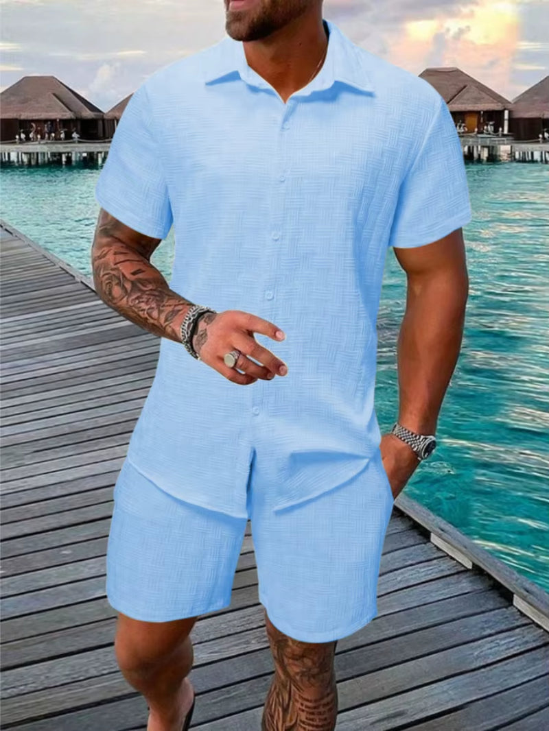 Men's Summer Jacquard Set – Breezy & Refined Two-Piece