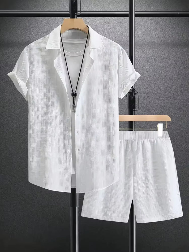 Men's Summer Jacquard Set – Breezy & Refined Two-Piece
