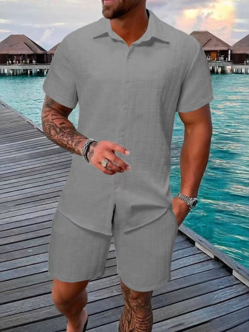 Men's Summer Jacquard Set – Breezy & Refined Two-Piece