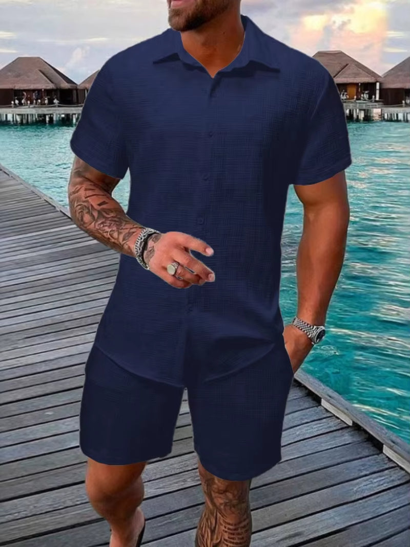 Men's Summer Jacquard Set – Breezy & Refined Two-Piece