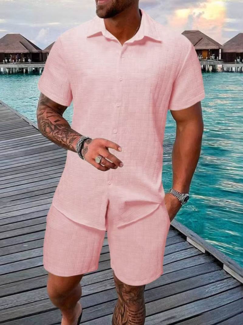 Men's Summer Jacquard Set – Breezy & Refined Two-Piece