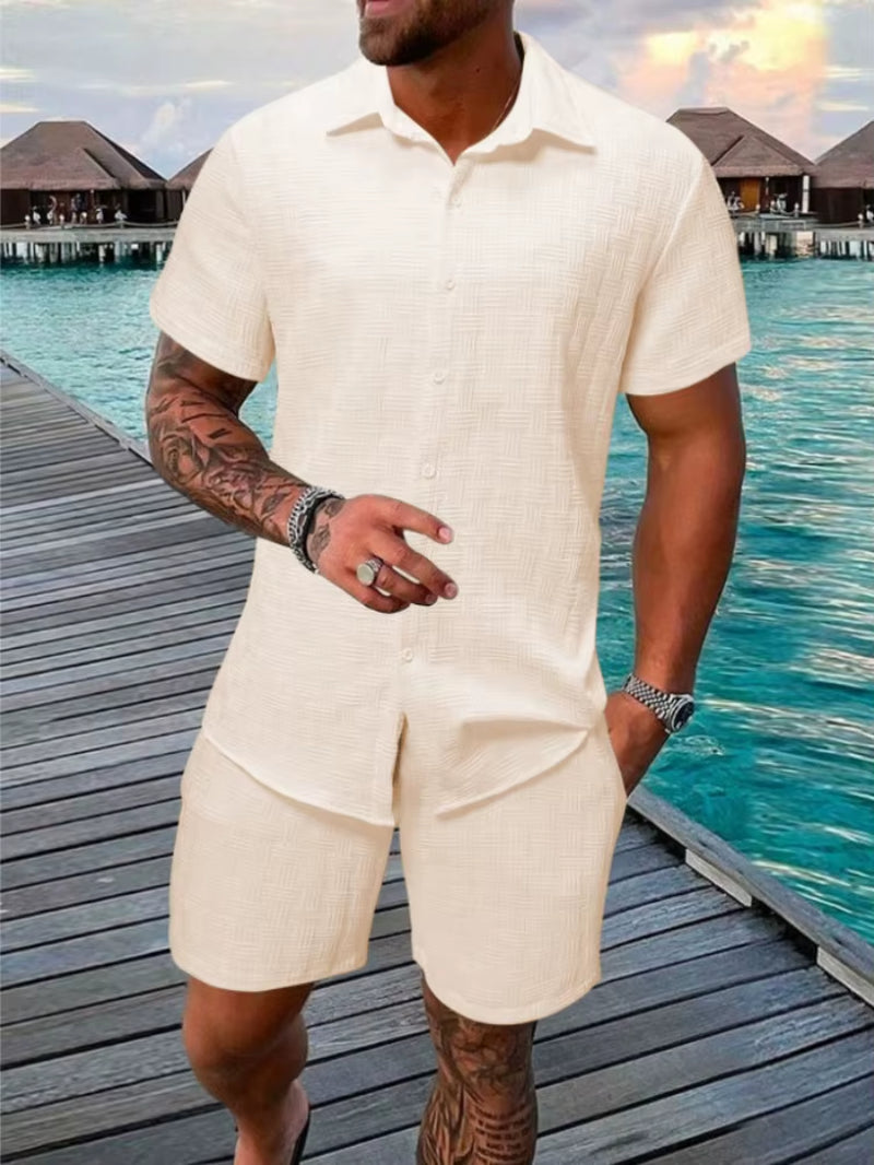 Men's Summer Jacquard Set – Breezy & Refined Two-Piece