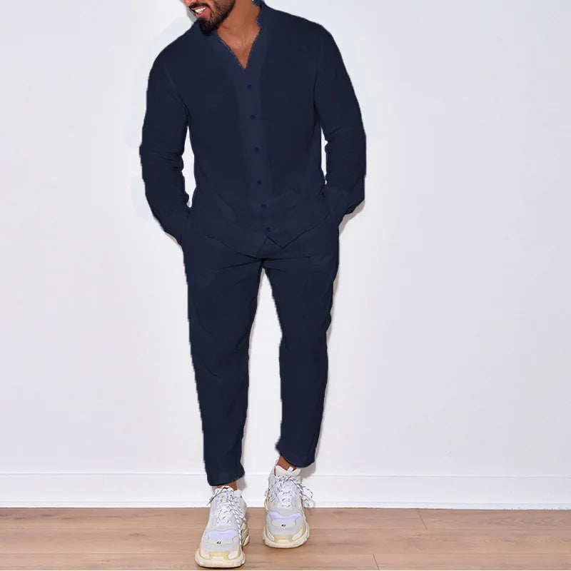 Men’s Autumn Lounge Set – 100% Cotton Comfort for Indoors & Out